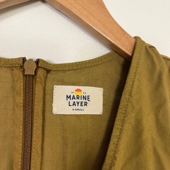 Marine Layer V-Neck Cap Short Sleeve Pocket Jumpsuit Mustard Women’s Size XS - Picture 10 of 13